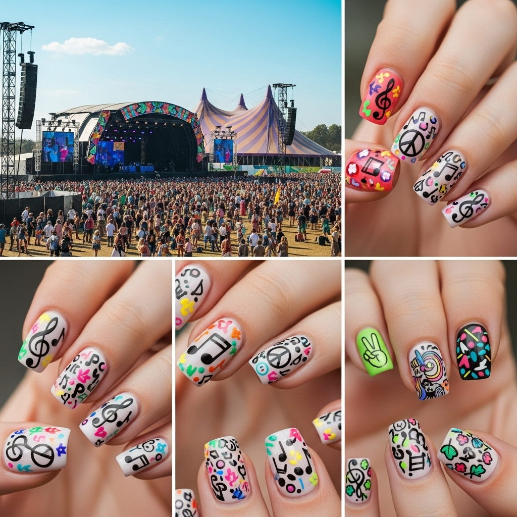 Vivez un Été Haut en Couleurs : Manucures Inspirées des Festivals de Musique 1