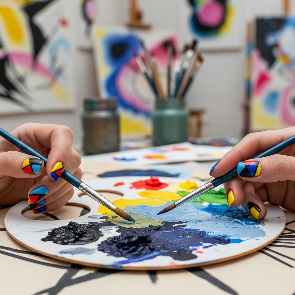 Explorez l'Art Abstrait de Kandinsky à Travers des Designs d'Ongles Innovants 1